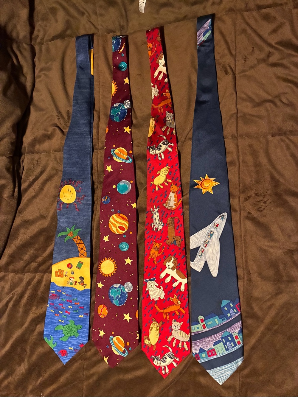 Vintage Save the Children tie set of four colorful ties, 100% silk